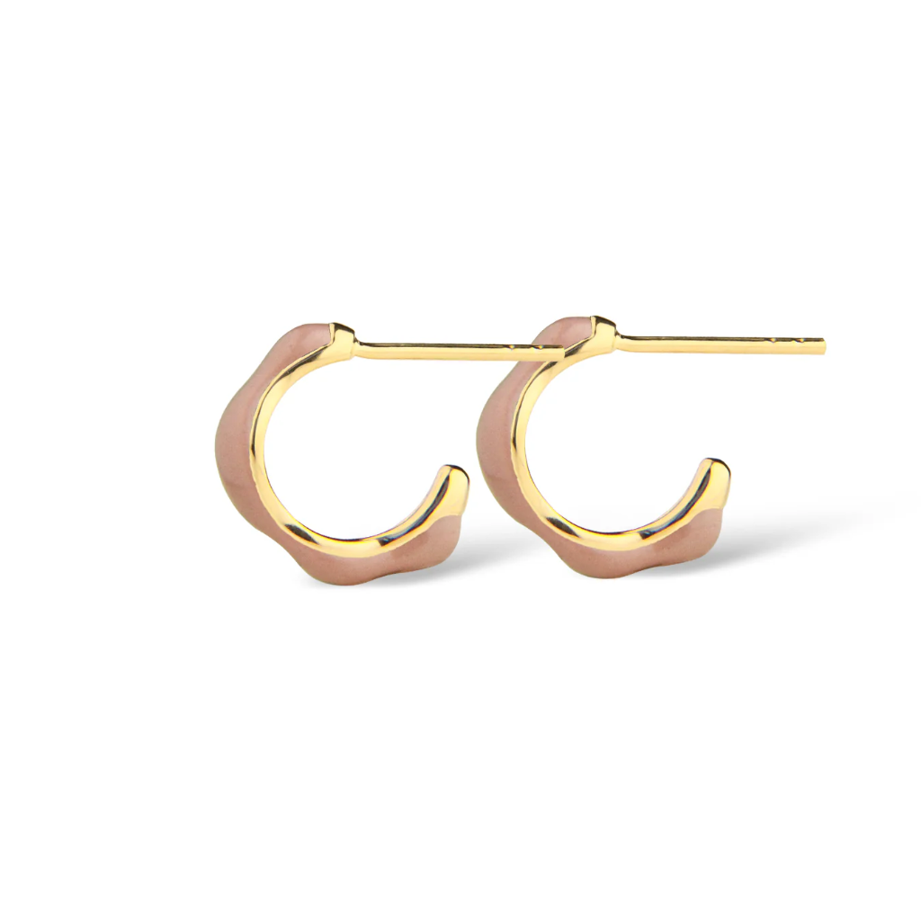 Jeberg Jewellery - Balance enamel soft pink hoop gold