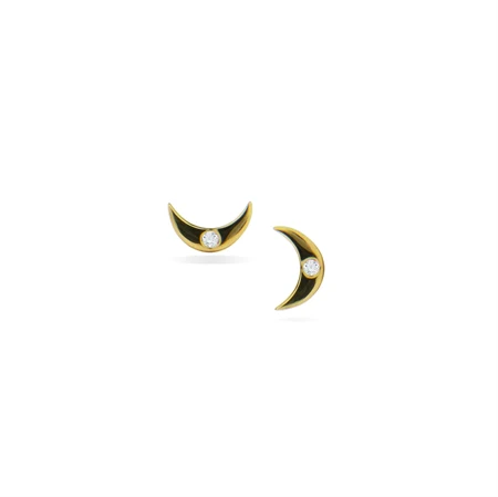 Jeberg Jewellery - Mini moon stud satin gold