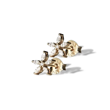 Jeberg Jewellery - Lily flower pavé studs gold plated