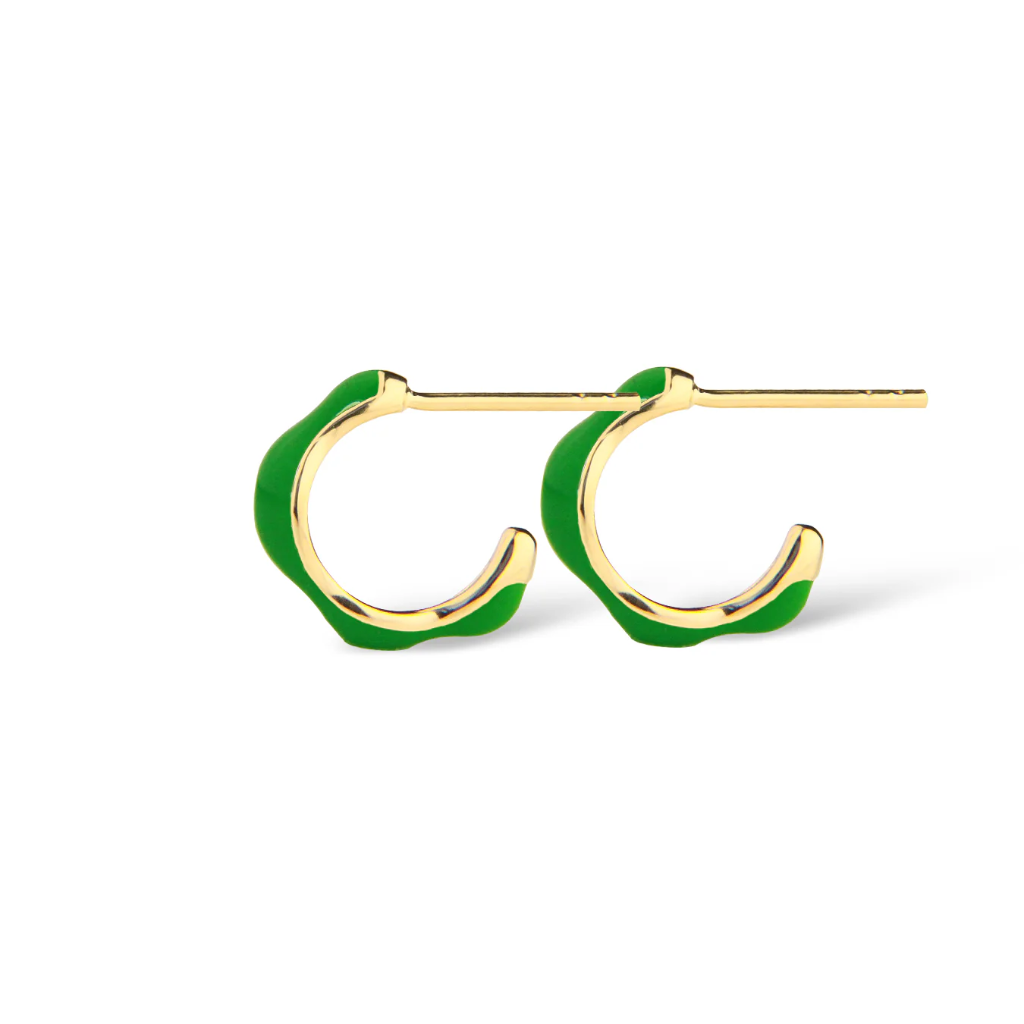 Jeberg Jewellery - Balance enamel green hoop gold