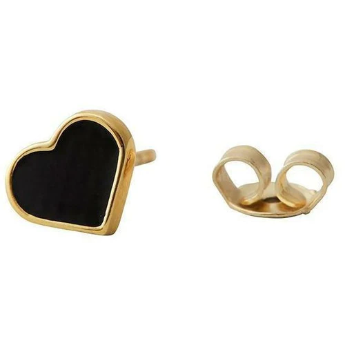 Design Letters - HEART Black Earring stud Enamel gold (single)