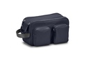 Doppel-Waschtasche | nachtblau | grau | silber | genarbt