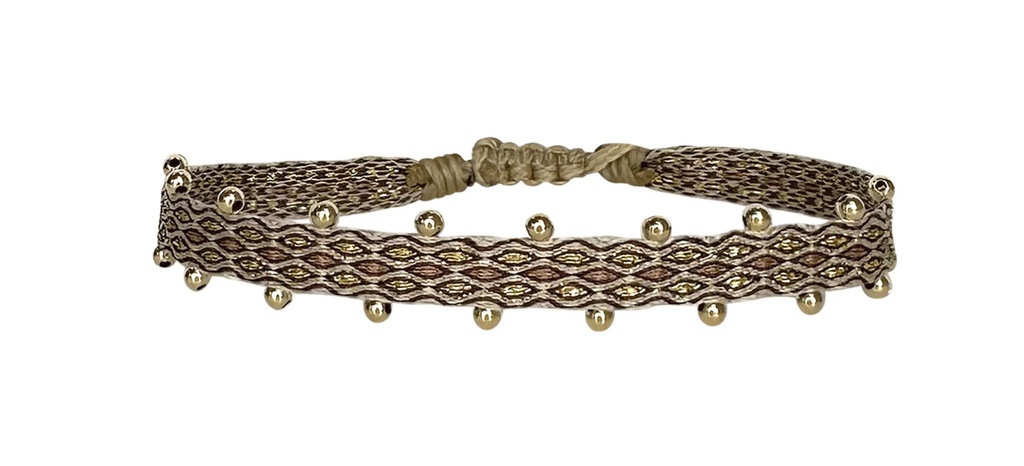 LeJu - handmade beaded bracelet in golden tones with gold details / Armband