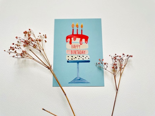 [EKI-PK-TORTEHAPPYBIRTHDAY] Elena Klein - Postkarte - Torte Happy Birthday