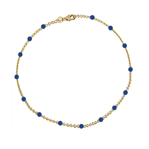 [4655-16-ext-gold] Jeberg Jewellery - Ocean Blue beaded bracelet 16 + 3 cm extension gold