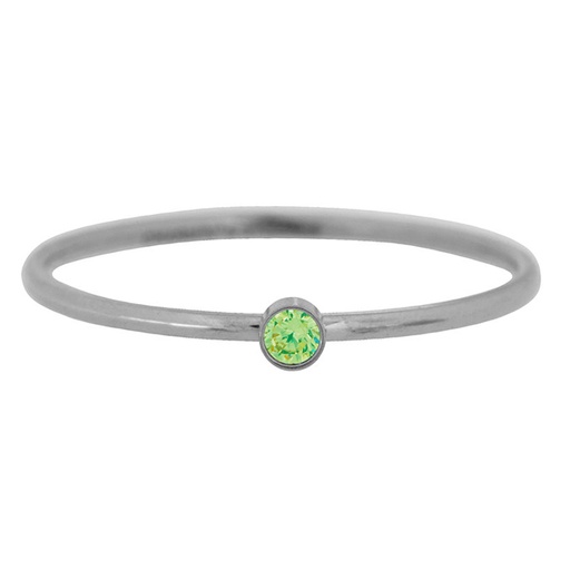 Charmins Ring - R787 - Birthstone Ring August Green Peridot Steel