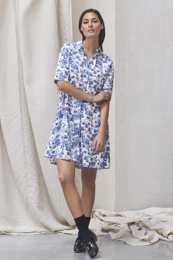 Scapa - Cotton Poplin Floral Dress JENNY Navy Roses 