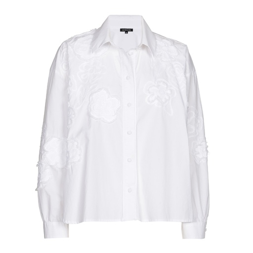 Caroline Biss - SHORT OVERSIZED COTTON BLOUSE WITH EMBROIDERY white