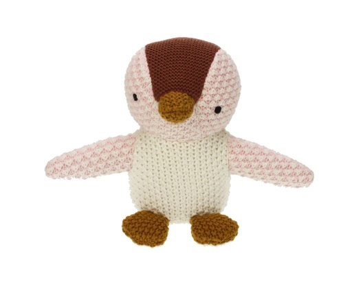 [21K049] Meander - Pinguin Kuscheltier gestrickt - 100% Baumwolle 26x15x40/26cm