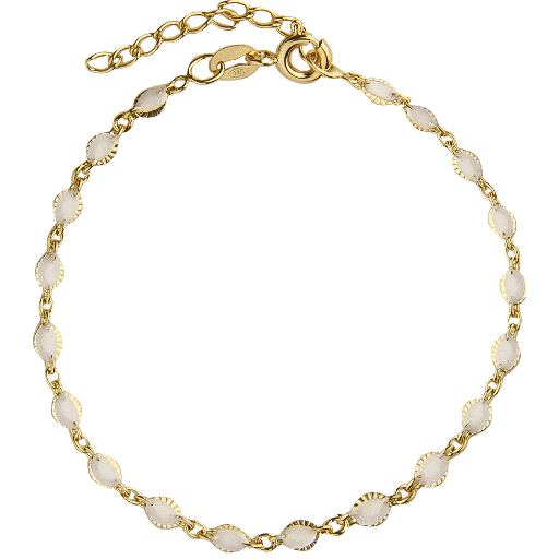 [44200-16-EXT-Gold] Jeberg Jewellery - Lily White Enamel Bracelet Gold