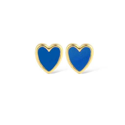 [52620] Jeberg Jewellery - Petite Heart Me blue enamel stud gold pair