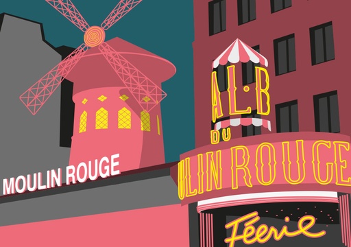 [bv057] Nobis Design - Postkarte - Bon Voyage - Moulin Rouge Paris