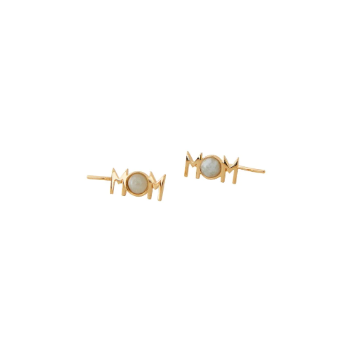 [90401006AQUAMARINE-SINGLE-RIGHT] Design Letters - MOM Aquamarine Ear Climber gold (einzeln, rechtes Ohr)