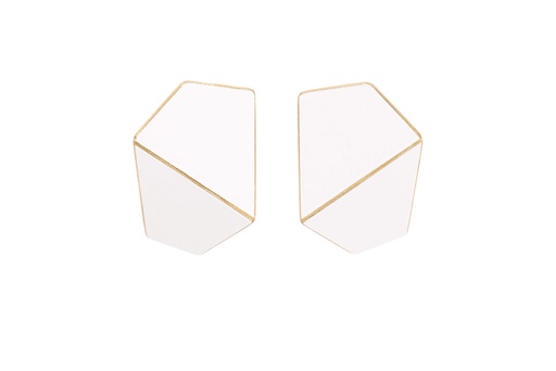 [FW9003] Lisa Kroeber Jewellery Art - Earrings Folded wide, white