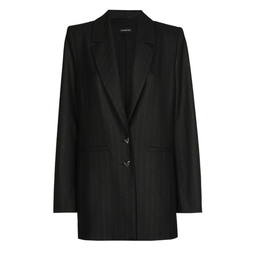 [4837-10] Caroline Biss - STRAIGHT-FITTING BLAZER schwarz Nadelstreifen glitzer 