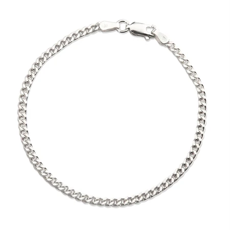 [4535-15-EXT-silver] Jeberg Jewellery - SAGA 3mm armor bracelet silver panzer chain 3mm with 3cm extension