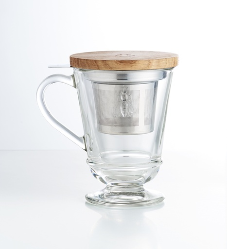 [642201] La Rochere - Teeglas Biene mit Sieb und Holzdeckel ABEILLE