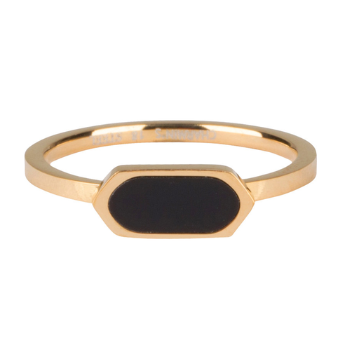 Charmins Ring - R672 - Ring Fashion Seal Black Oval goldplated steel