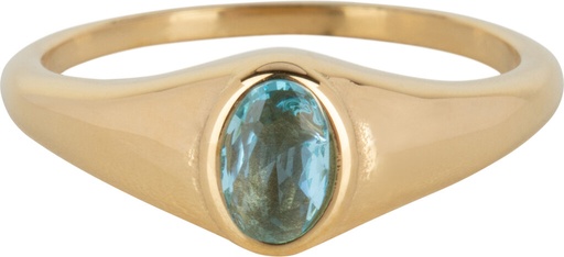 Charmins Ring - R1085 - Birthstone Siegelring March Blue Topaz Oval Stone