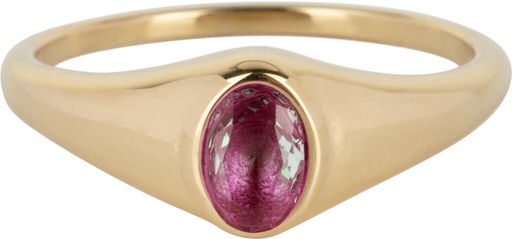 Charmins Ring - R1087 - Birthstone Siegelring July Fuchsia Ruby Oval Stone