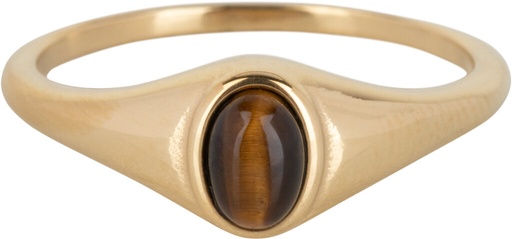 Charmins Ring - R1079 - Siegelring oval Tigerauge Stone Goldplated