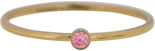 Charmins Ring - R791 - Birthstone Ring July Fuchsia Pink Stone Goldplated