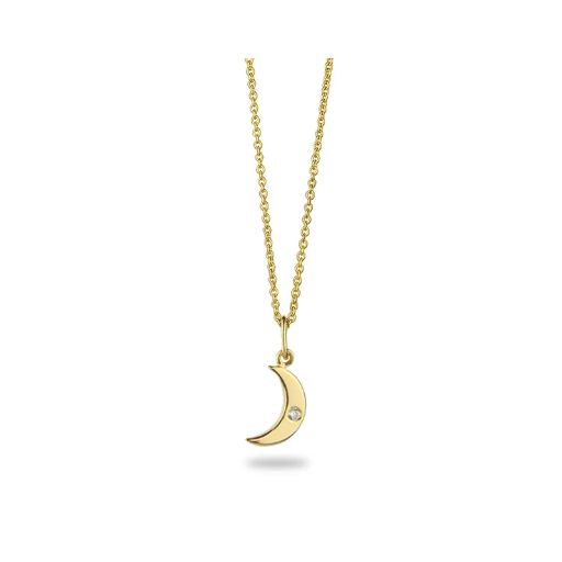 [4730-45] Jeberg Jewellery -  Mini moon necklace gold with chain 45cm