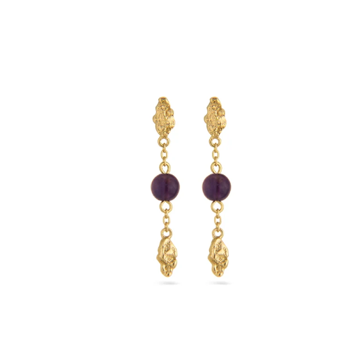 [51050] Jeberg Jewellery - I AM GOLD - Drop earring puple amethyst gold