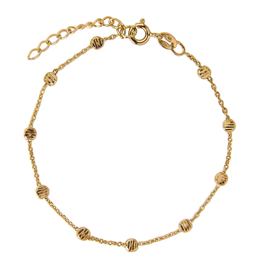 [4575-16] Jeberg Jewellery - Gold Beads Bracelet 16,5 cm + 3 cm gold