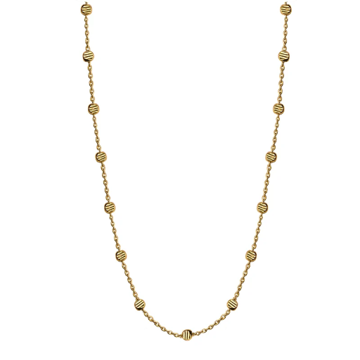 [4575-42-G] Jeberg Jewellery - Gold Beads Necklace - 42 cm + 3 cm gold