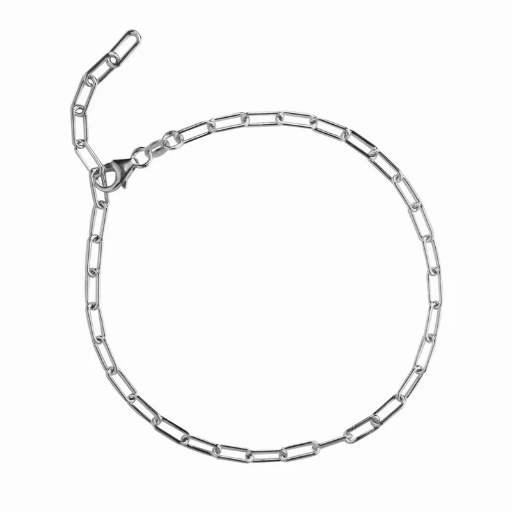 [4550-Anklet-Silver] Jeberg Jewellery - Sophia anklet silver & rhodium 27 cm opt