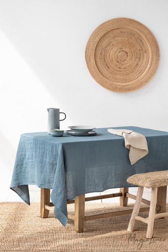 [PO7030] Magic Linen - Leinentischdecke Grau-blau 150 x 200 cm